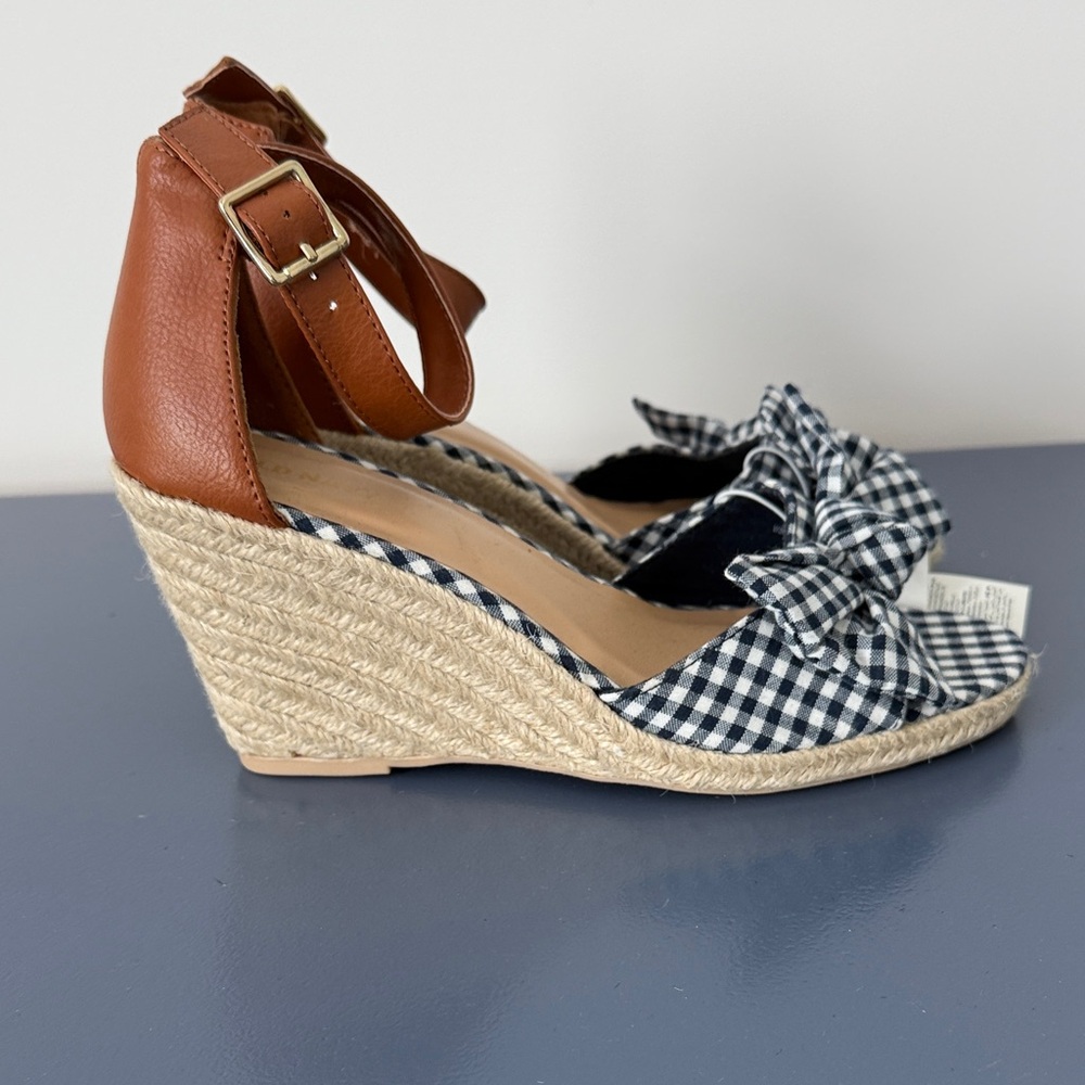 “OLD NAVY” Gingham Bow Espadrille Wedge Sandals - Picture 4 of 6